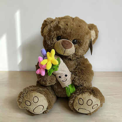 Oso de Peluche con Ramo de Flores